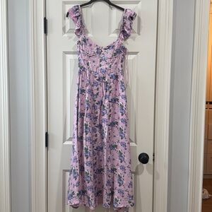 Astr Pink Floral Midi Dress